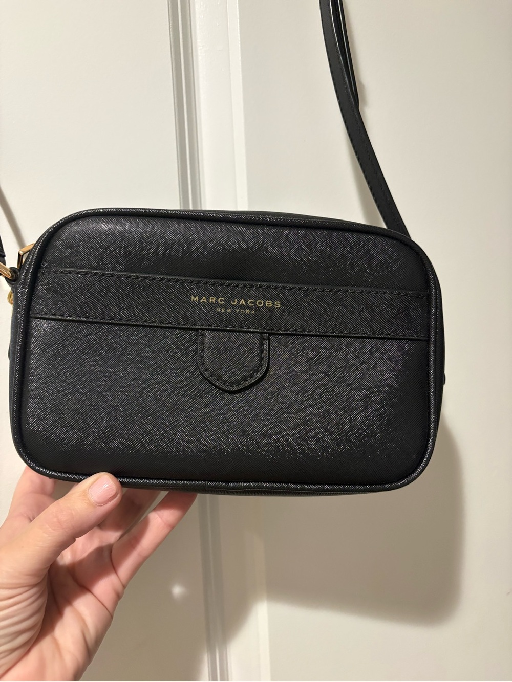 Marc Jacobs Black Textured Leather Crossbody Camera Bag
